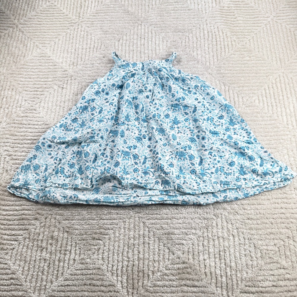 Roberta Roller Rabbit Dress Girls 6 Blue Elephant Block Print Boho Preppy Beach